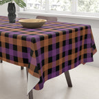 Halloween Gingham Check Pattern Purple Orange Black  Tablecloth Gallery Image 3