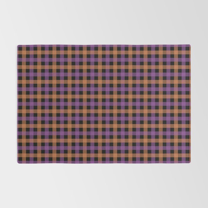 Halloween Gingham Check Pattern Purple Orange Black  Rug Gallery Image 2
