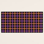 Halloween Gingham Check Pattern Purple Orange Black  Desk Mat Gallery Image 3