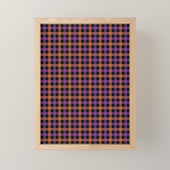 Halloween Gingham Check Pattern Purple Orange Black  Mini Art Print Gallery Image 1
