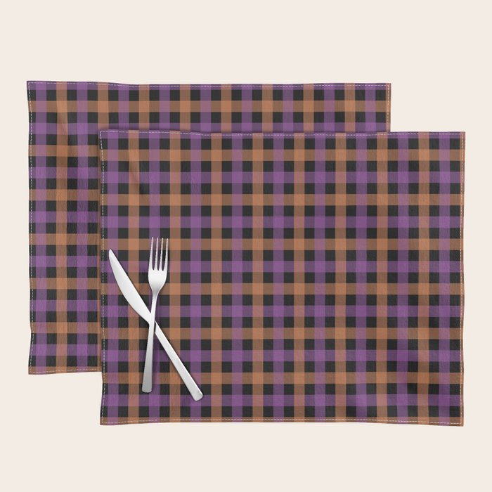 Halloween Gingham Check Pattern Purple Orange Black  Placemat Gallery Image 1