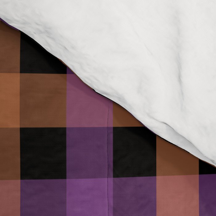 Halloween Gingham Check Pattern Purple Orange Black  Comforter Gallery Image 4