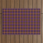 Halloween Gingham Check Pattern Purple Orange Black  Outdoor Rug Gallery Image 1
