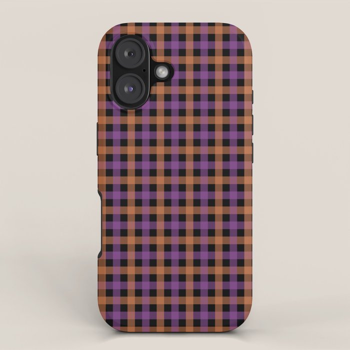 Halloween Gingham Check Pattern Purple Orange Black  iPhone Case Gallery Image 1