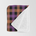 Halloween Gingham Check Pattern Purple Orange Black  Throw Blanket Gallery Image 3