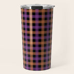 Halloween Gingham Check Pattern Purple Orange Black  Travel Mug Gallery Image 1
