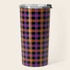 Halloween Gingham Check Pattern Purple Orange Black  Travel Mug Gallery Image 2