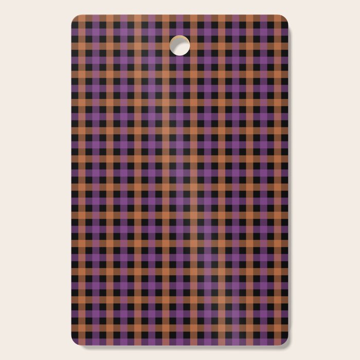 Halloween Gingham Check Pattern Purple Orange Black  Cutting Board Gallery Image 1