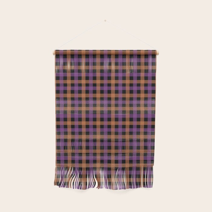 Halloween Gingham Check Pattern Purple Orange Black  Wall Hanging Gallery Image 1