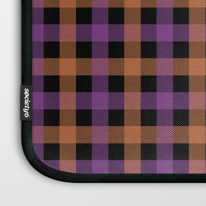 Halloween Gingham Check Pattern Purple Orange Black  Laptop Sleeve Gallery Image 3