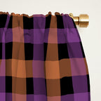 Halloween Gingham Check Pattern Purple Orange Black  Window Curtain Gallery Image 2