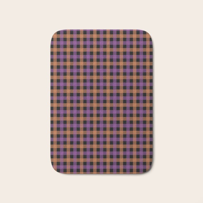 Halloween Gingham Check Pattern Purple Orange Black  Bath Mat Gallery Image 1