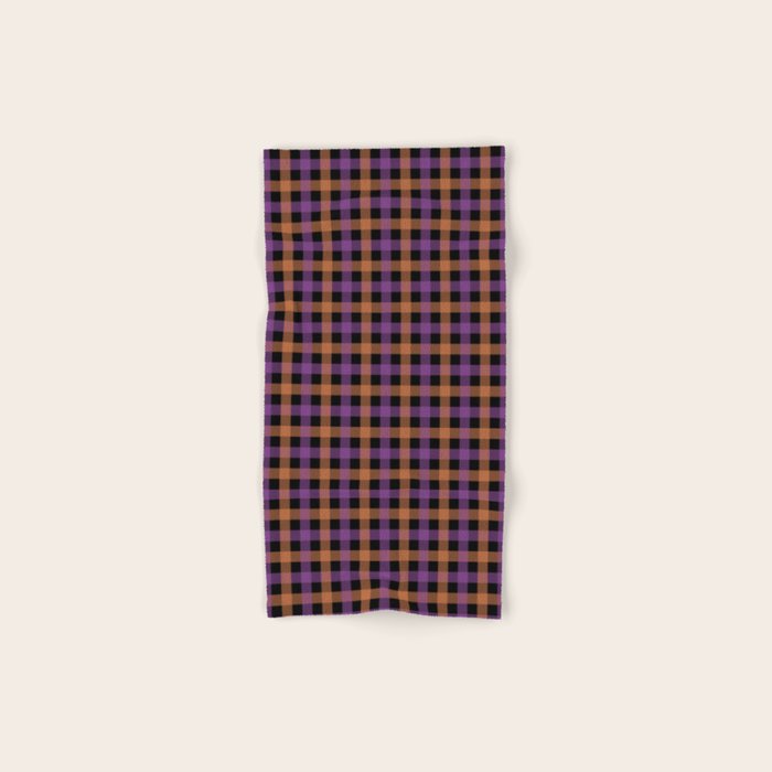 Halloween Gingham Check Pattern Purple Orange Black  Bath Towel Gallery Image 1