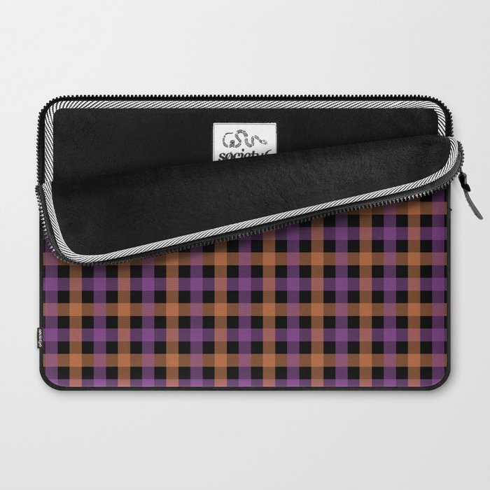 Halloween Gingham Check Pattern Purple Orange Black  Laptop Sleeve Gallery Image 2