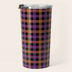 Halloween Gingham Check Pattern Purple Orange Black  Travel Mug Gallery Image 3