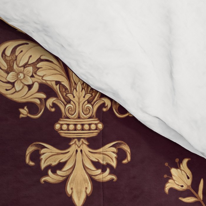 Fleur De Lis In Royal Burgundy and Gold Comforter Gallery Image 4