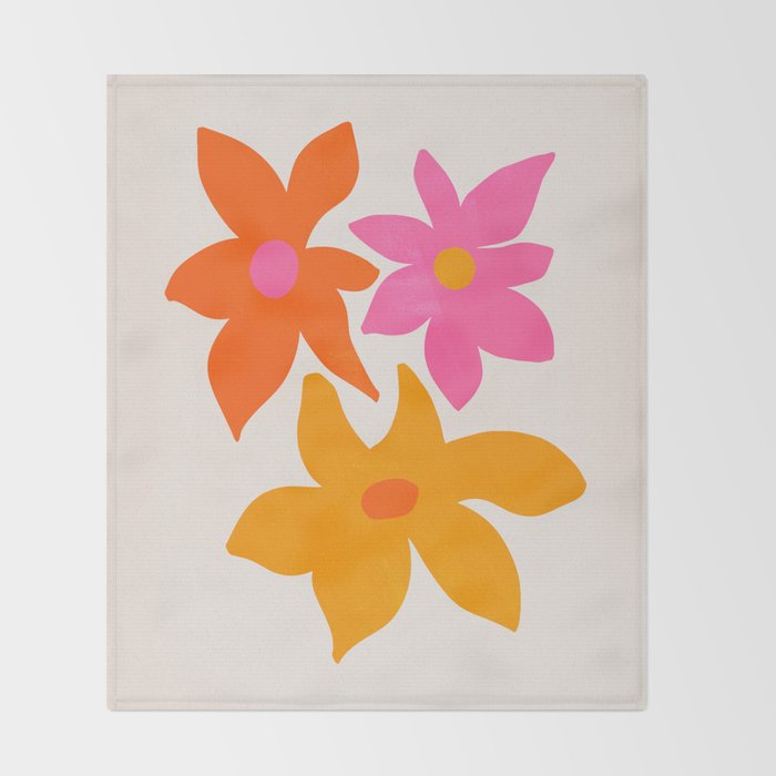 Abstract Summer Flowers Throw Blanket Gallery Image 2
