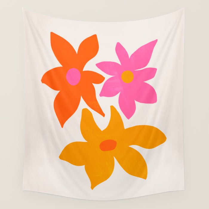 Abstract Summer Flowers Wall Tapestry Gallery Image 4