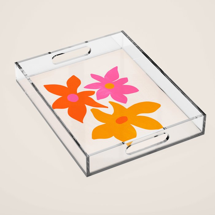 Abstract Summer Flowers Acrylic Tray Gallery Image 1