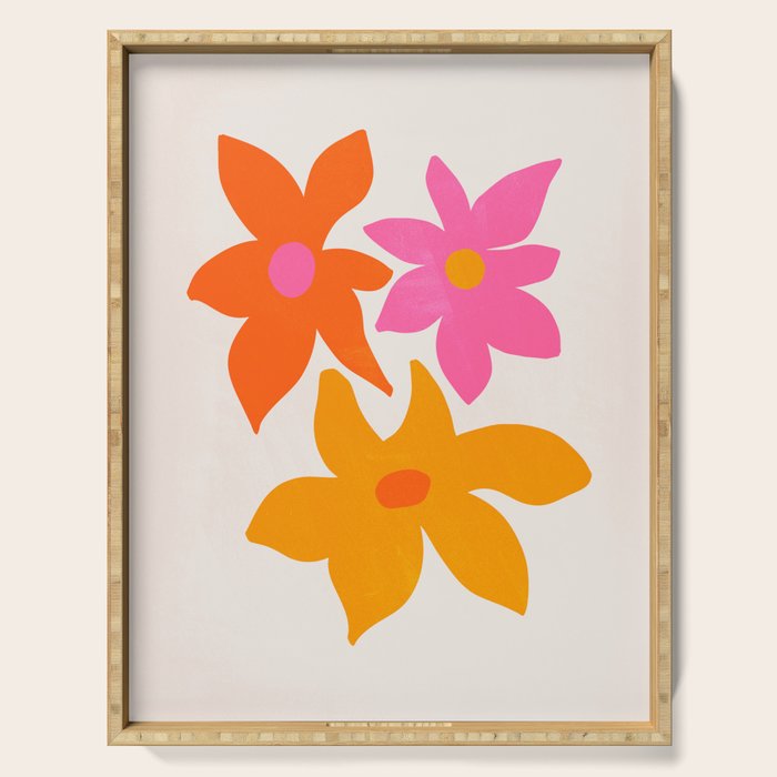 Abstract Summer Flowers Serving Tray Gallery Image 1