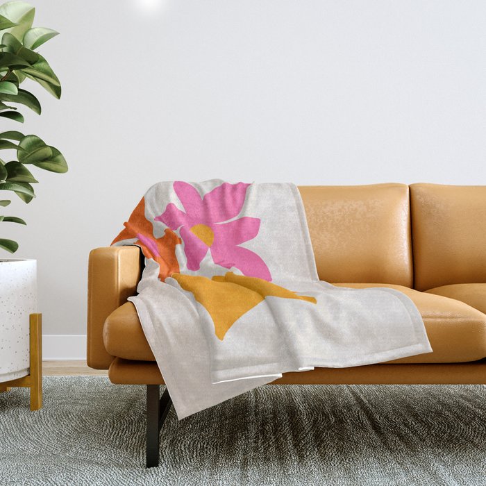 Abstract Summer Flowers Throw Blanket Gallery Image 1