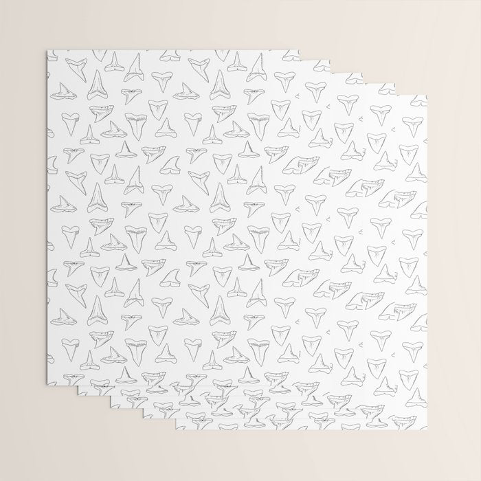 SHARK TEETH PATTERN-white Wrapping Paper Gallery Image 3