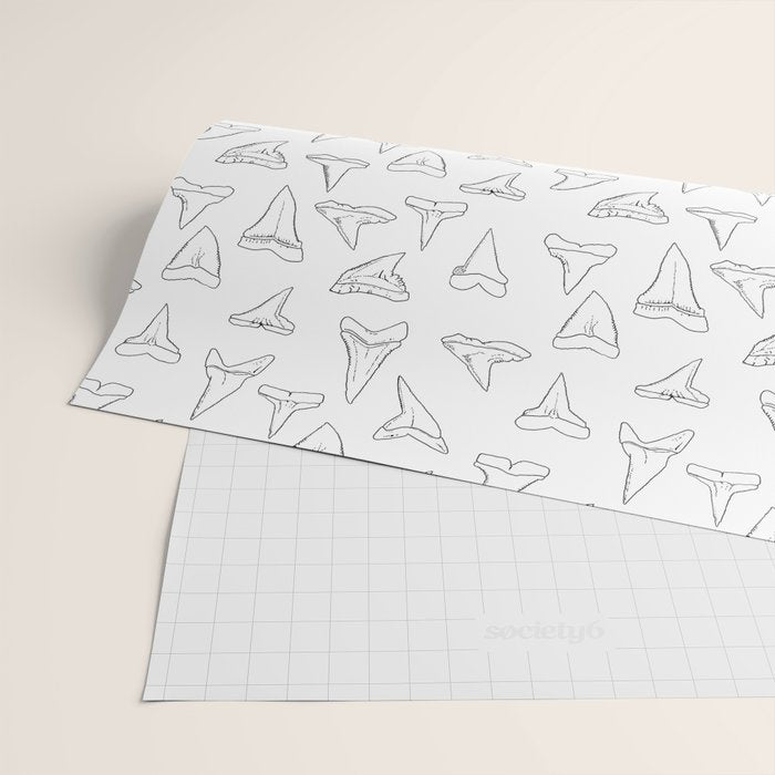 SHARK TEETH PATTERN-white Wrapping Paper Gallery Image 2
