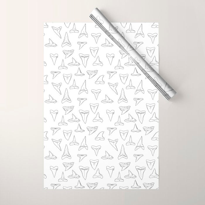 SHARK TEETH PATTERN-white Wrapping Paper Gallery Image 1