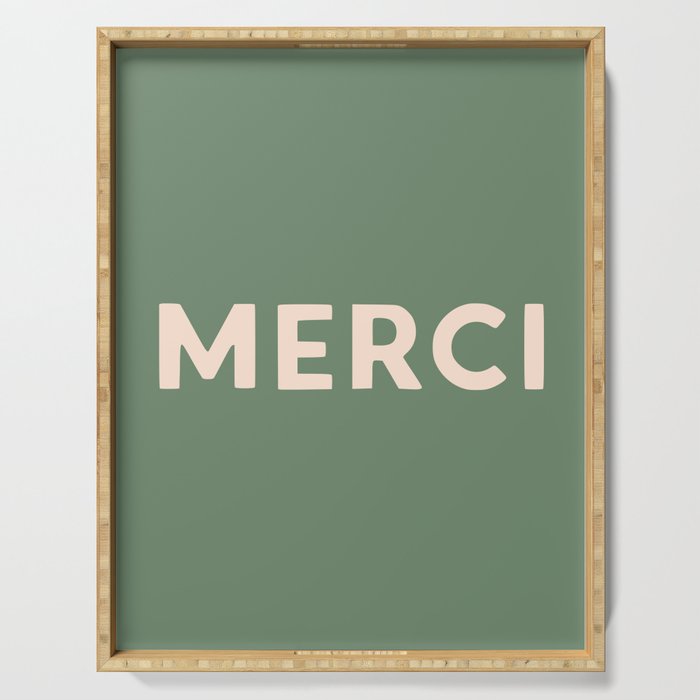 Merci French Retro Hand Lettering Serving Tray Gallery Image 1