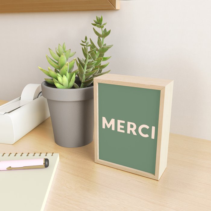 Merci French Retro Hand Lettering Mini Art Print Gallery Image 2