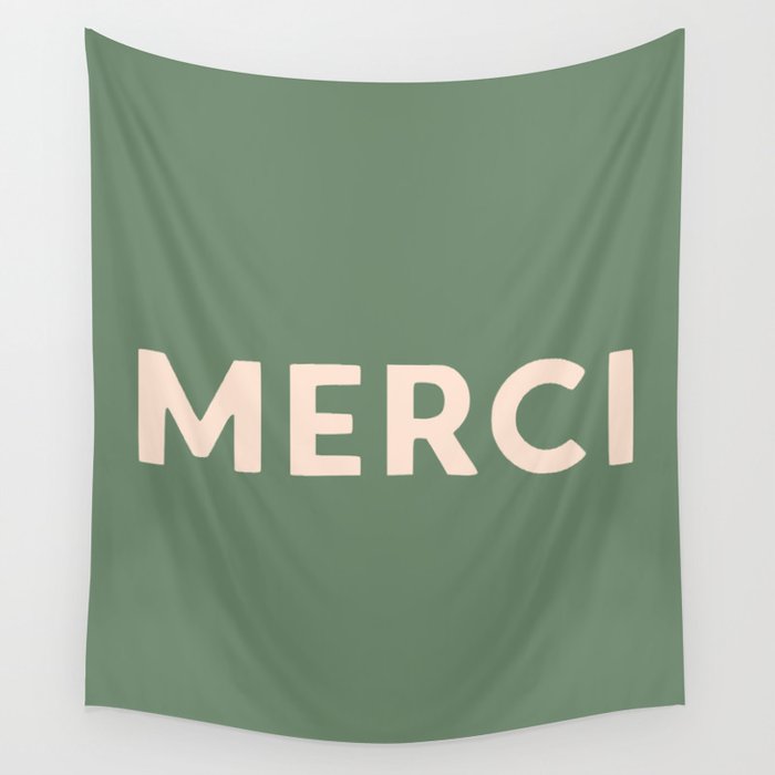 Merci French Retro Hand Lettering Wall Tapestry Gallery Image 4