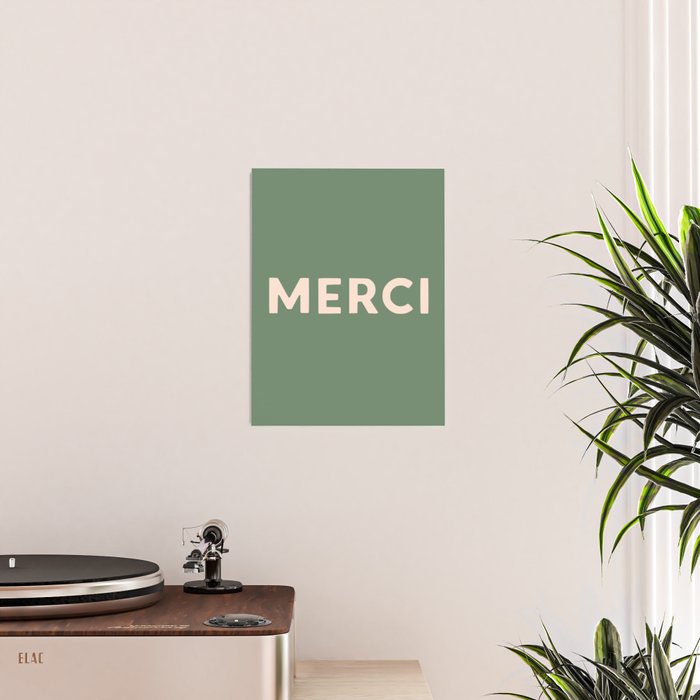 Merci French Retro Hand Lettering Poster Gallery Image 2