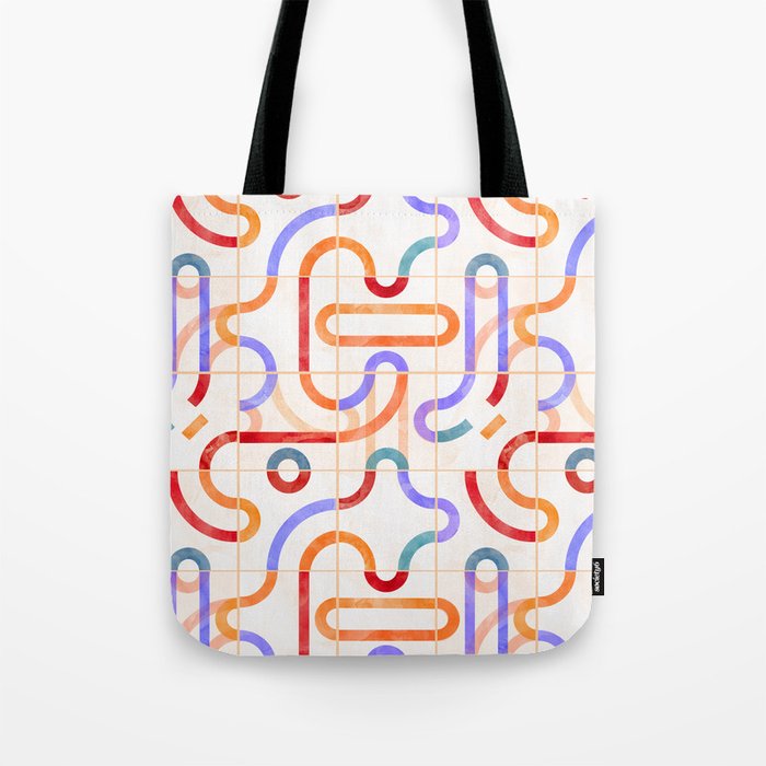 Colorful Curved Path Tiles G Tote Bag Gallery Image 1
