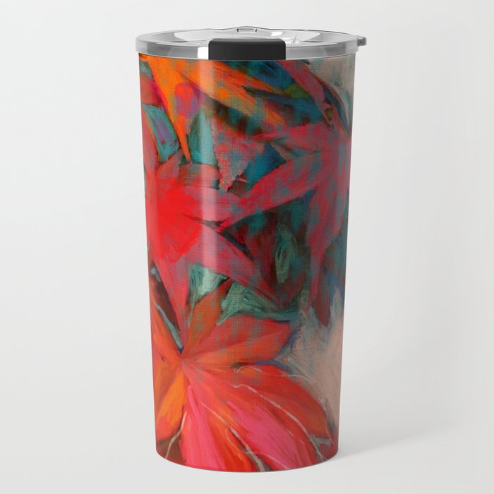 red leaves abstract art Travel Mug Gallery Image 1