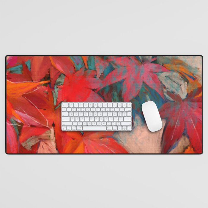 red leaves abstract art Desk Mat Gallery Image 1
