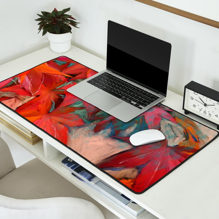 red leaves abstract art Desk Mat Gallery Image 2