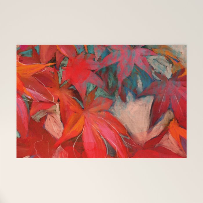 red leaves abstract art Welcome Mat Gallery Image 1