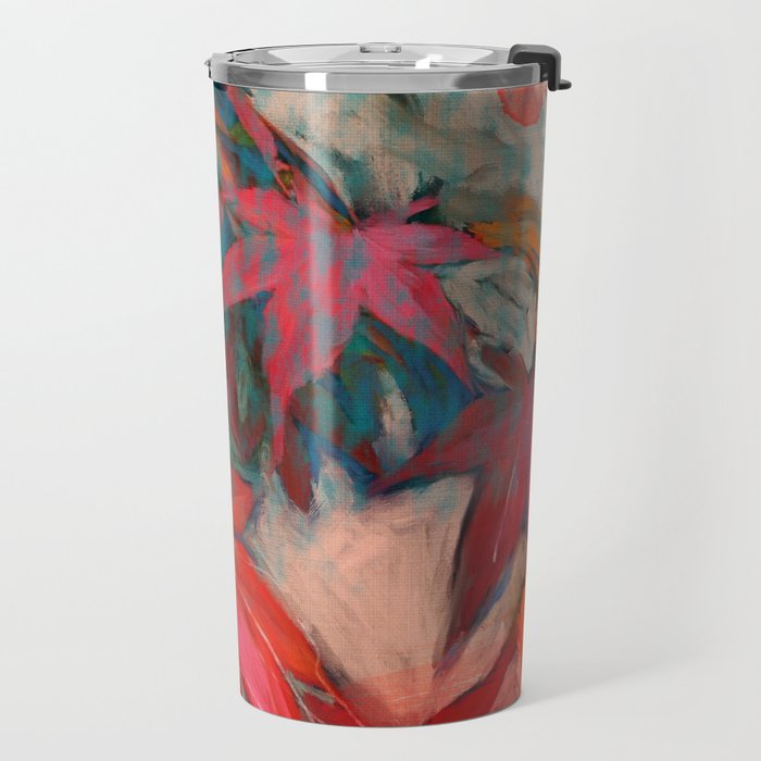 red leaves abstract art Travel Mug Gallery Image 2