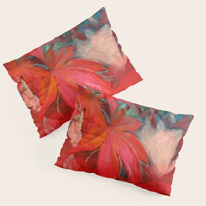 red leaves abstract art Pillow Sham Gallery Image 3