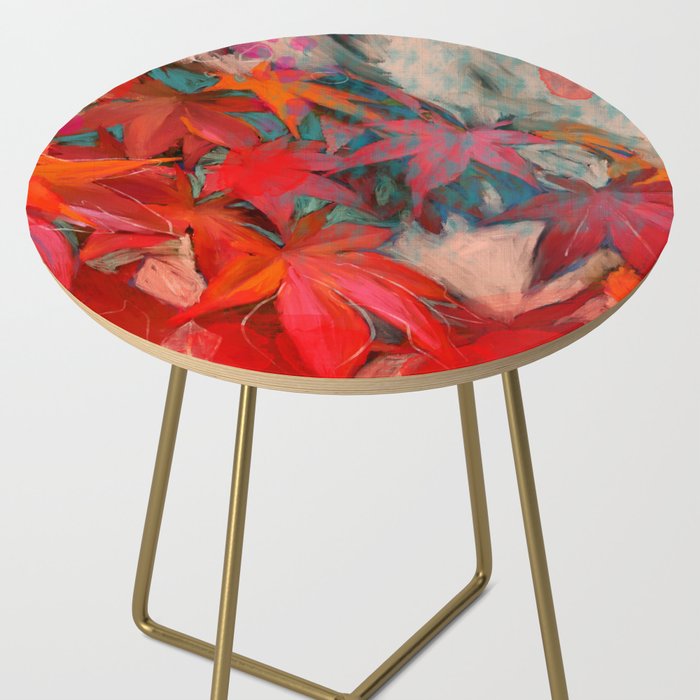 red leaves abstract art Side Table Gallery Image 2