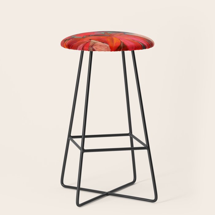 red leaves abstract art Stool Gallery Image 1