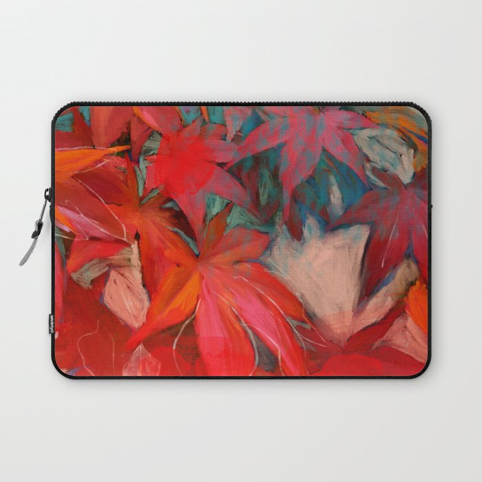 red leaves abstract art Laptop Sleeve Gallery Image 1