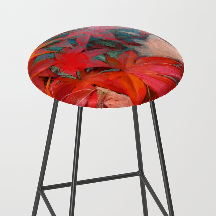 red leaves abstract art Stool Gallery Image 2