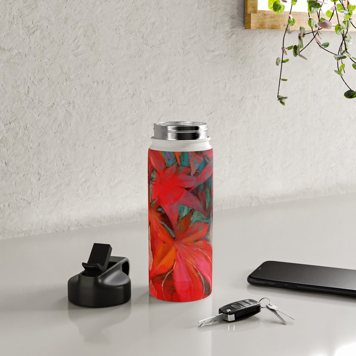 red leaves abstract art Water Bottle Gallery Image 4