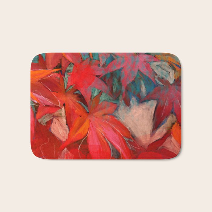 red leaves abstract art Bath Mat Gallery Image 1