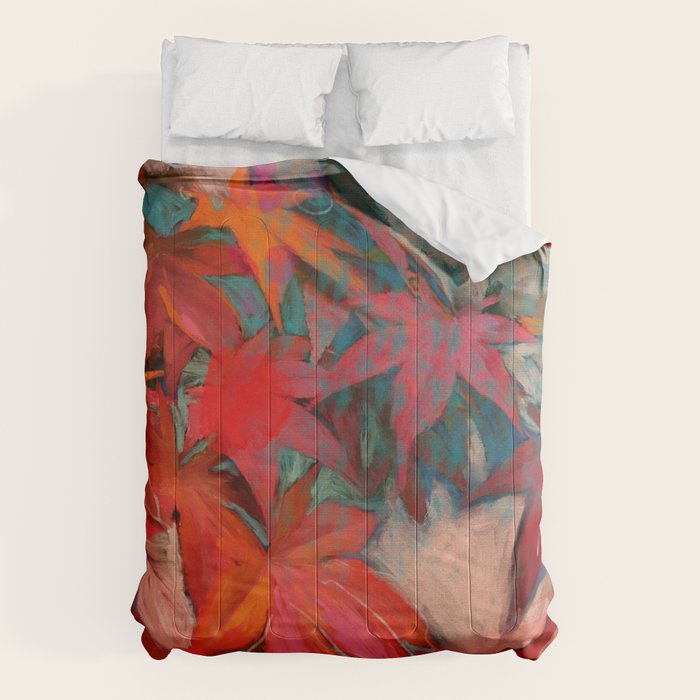 red leaves abstract art Comforter Gallery Image 6