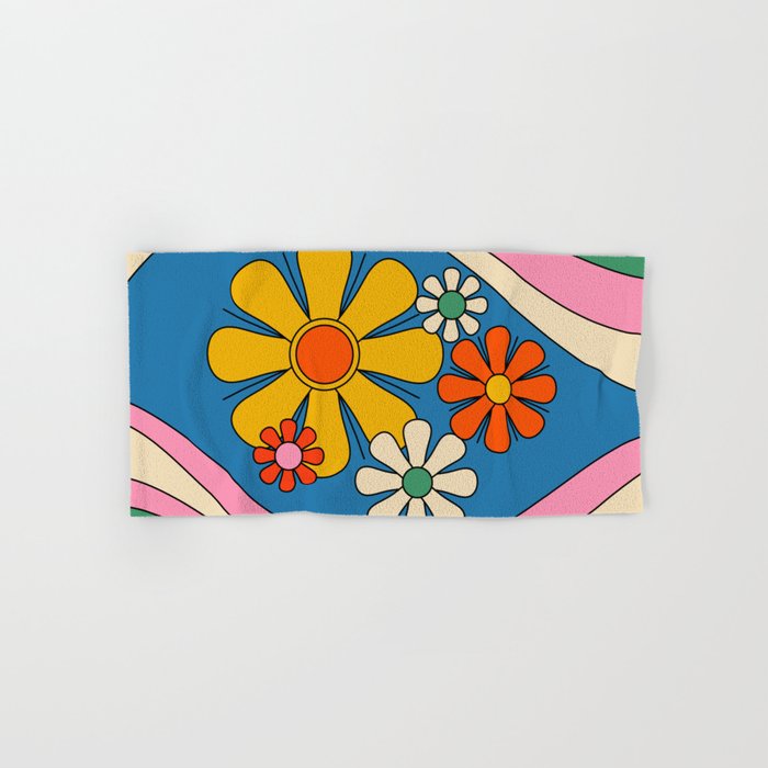 Groovy Colorful Retro Floral Daydream 60s 70s Flower Abstract Bath Towel Gallery Image 1