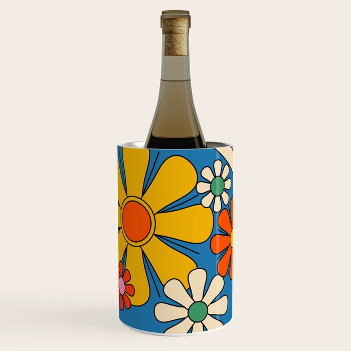 Groovy Colorful Retro Floral Daydream 60s 70s Flower Abstract Wine Chiller Gallery Image 1