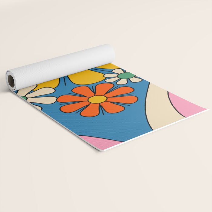 Groovy Colorful Retro Floral Daydream 60s 70s Flower Abstract Yoga Mat Gallery Image 2