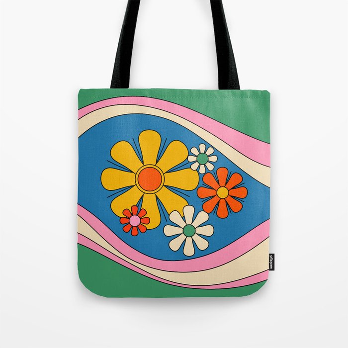 Groovy Colorful Retro Floral Daydream 60s 70s Flower Abstract Tote Bag Gallery Image 1